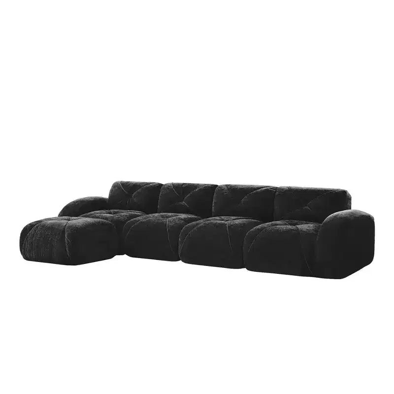 Tissu en velours doux en forme de L, dessous en éponge haute densité 32D, dessous ergonomique, conception antidérapante, ottoman mobile gratuit