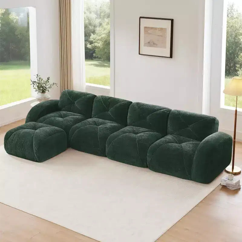 Tissu en velours doux en forme de L, dessous en éponge haute densité 32D, dessous ergonomique, conception antidérapante, ottoman mobile gratuit