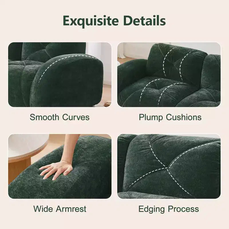 Tissu en velours doux en forme de L, dessous en éponge haute densité 32D, dessous ergonomique, conception antidérapante, ottoman mobile gratuit