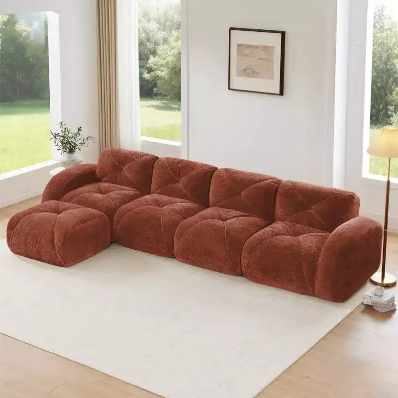 Tissu en velours doux en forme de L, dessous en éponge haute densité 32D, dessous ergonomique, conception antidérapante, ottoman mobile gratuit