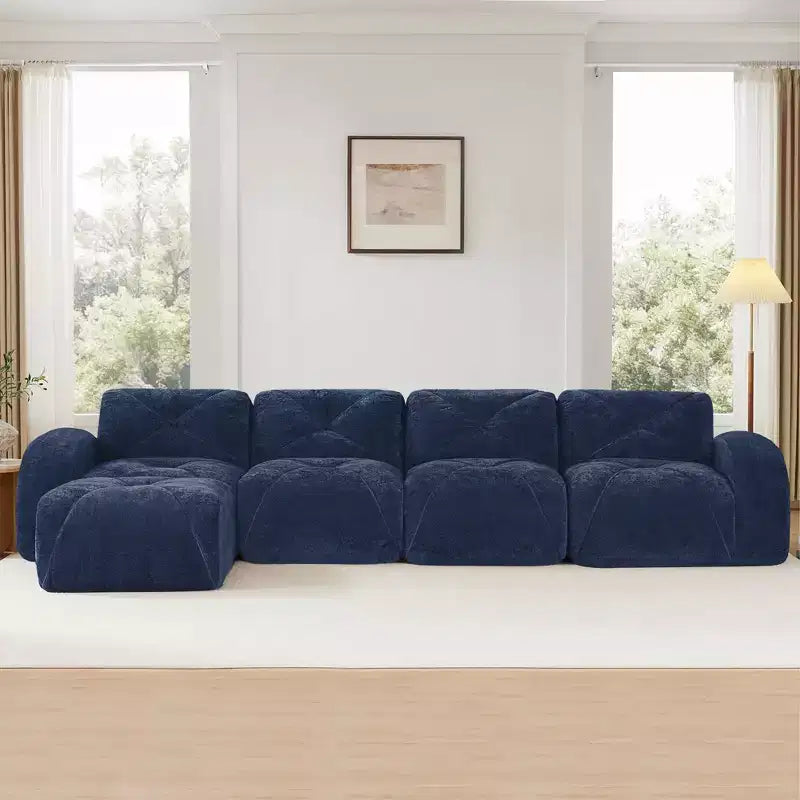Tissu en velours doux en forme de L, dessous en éponge haute densité 32D, dessous ergonomique, conception antidérapante, ottoman mobile gratuit