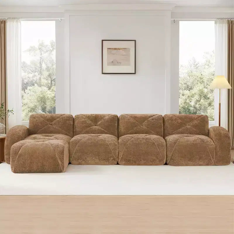 Tissu en velours doux en forme de L, dessous en éponge haute densité 32D, dessous ergonomique, conception antidérapante, ottoman mobile gratuit