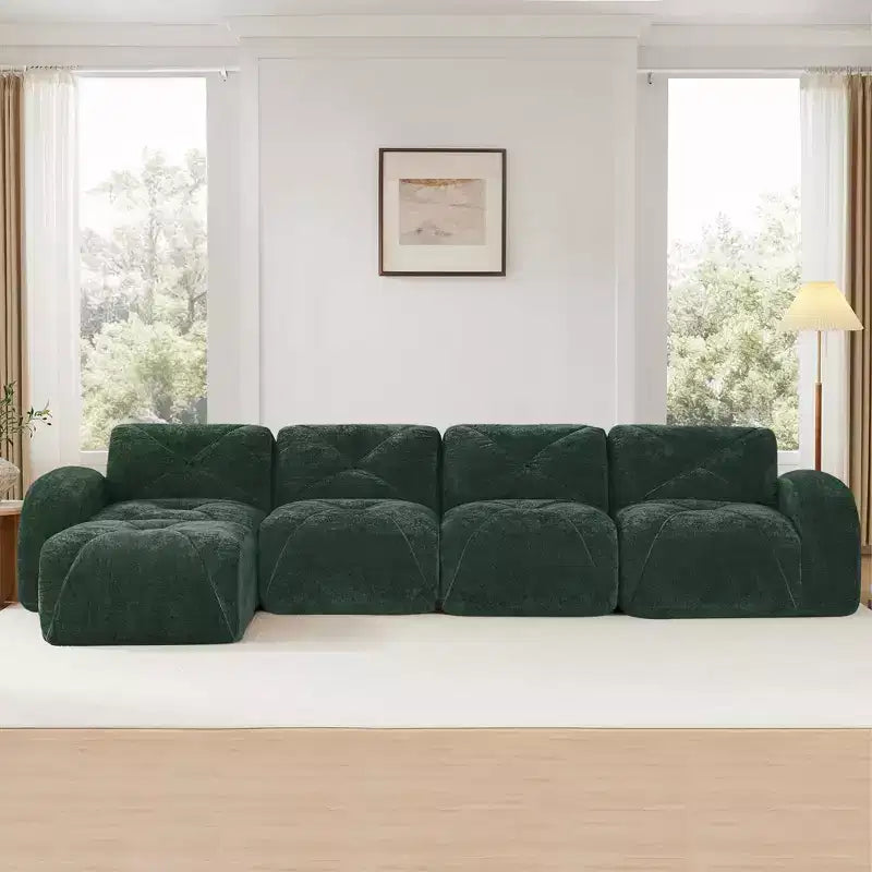 Tissu en velours doux en forme de L, dessous en éponge haute densité 32D, dessous ergonomique, conception antidérapante, ottoman mobile gratuit