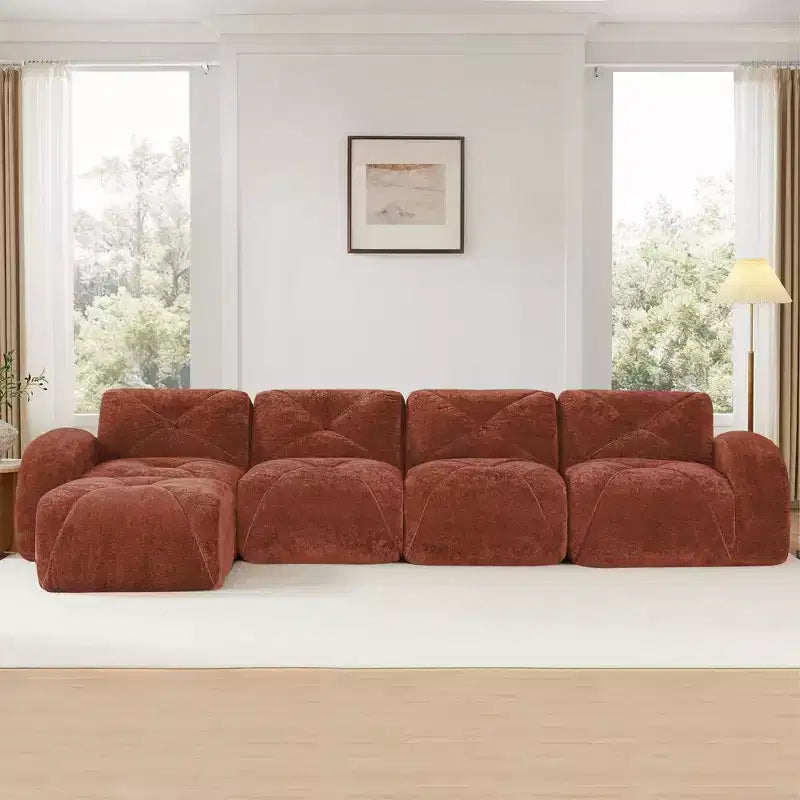 Tissu en velours doux en forme de L, dessous en éponge haute densité 32D, dessous ergonomique, conception antidérapante, ottoman mobile gratuit
