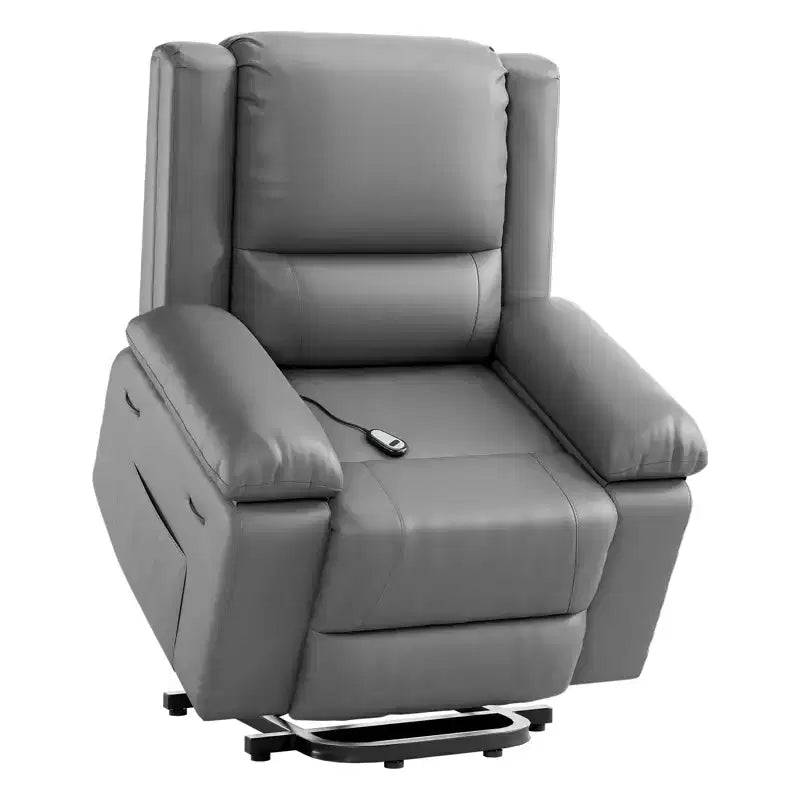 Fauteuil releveur inclinable électrique pour seniors, avec massage chauffant, télécommande, en cuir PU, poches latérales, beige