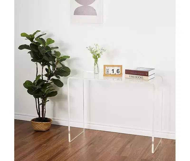 Clear Acrylic Console Table, Modern Narrow Side Table for Foyer, Living Room, Dining Room, Transparent Entryway Accent, 38 * 15 * 29 Inches