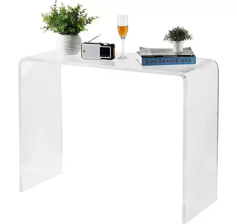 Console transparente en acrylique, table d'appoint étroite et moderne pour hall d'entrée, salon, salle à manger, accent transparent pour entrée, 38 * 15 * 29 pouces
