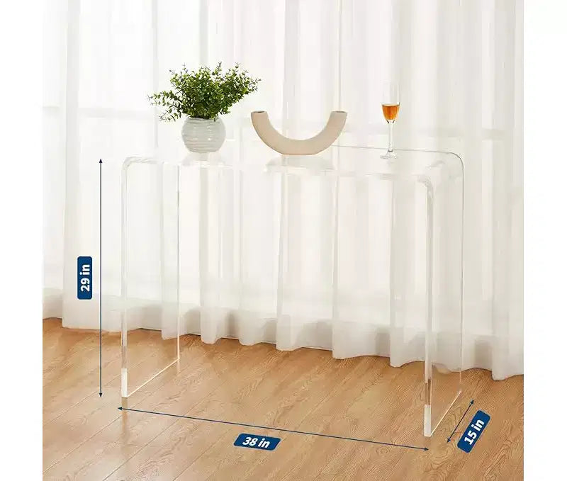 Console transparente en acrylique, table d'appoint étroite et moderne pour hall d'entrée, salon, salle à manger, accent transparent pour entrée, 38 * 15 * 29 pouces
