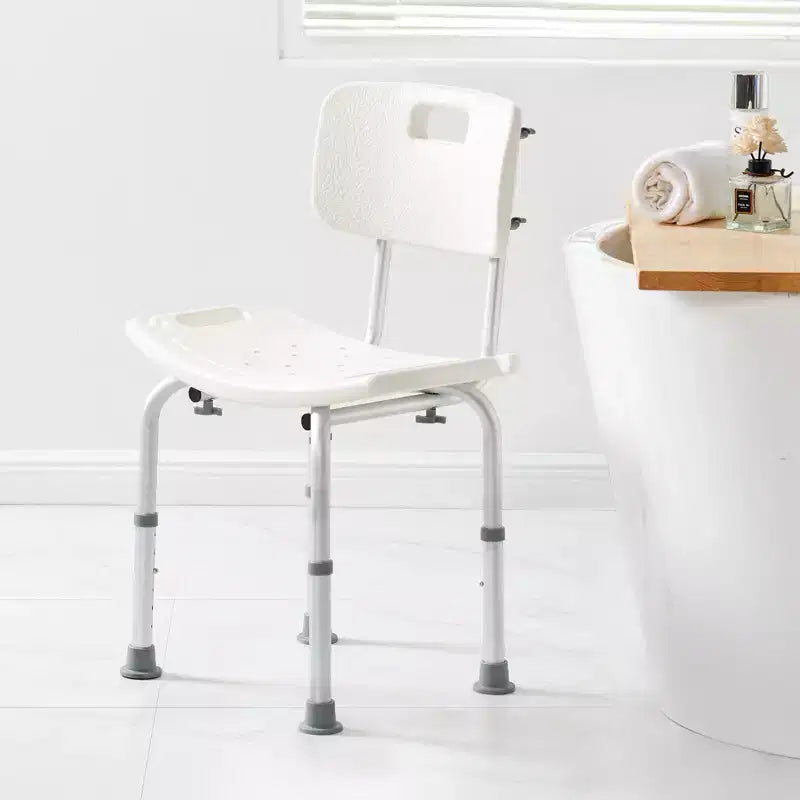 Chaise de douche avec dossier, siège de douche réglable en hauteur pour l'intérieur de la douche et la baignoire, chaise de bain antidérapante, capacité de 158 kg