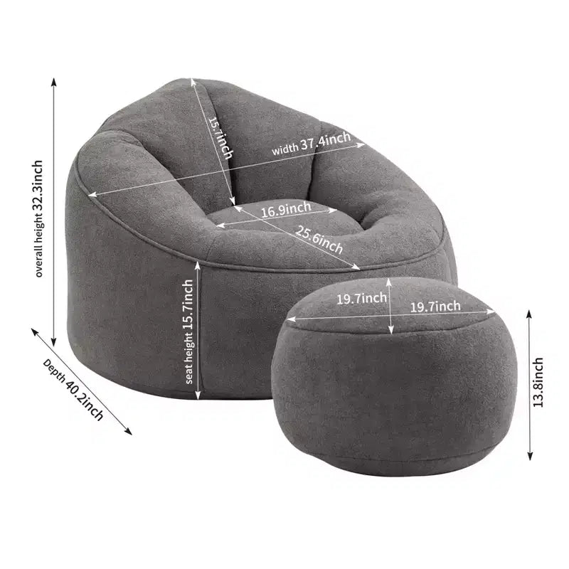 Canapé Poire en Mousse Haute Pression Fauteuil Poire Adulte avec Rembourrage en Mousse Compressée et Repose-Pieds