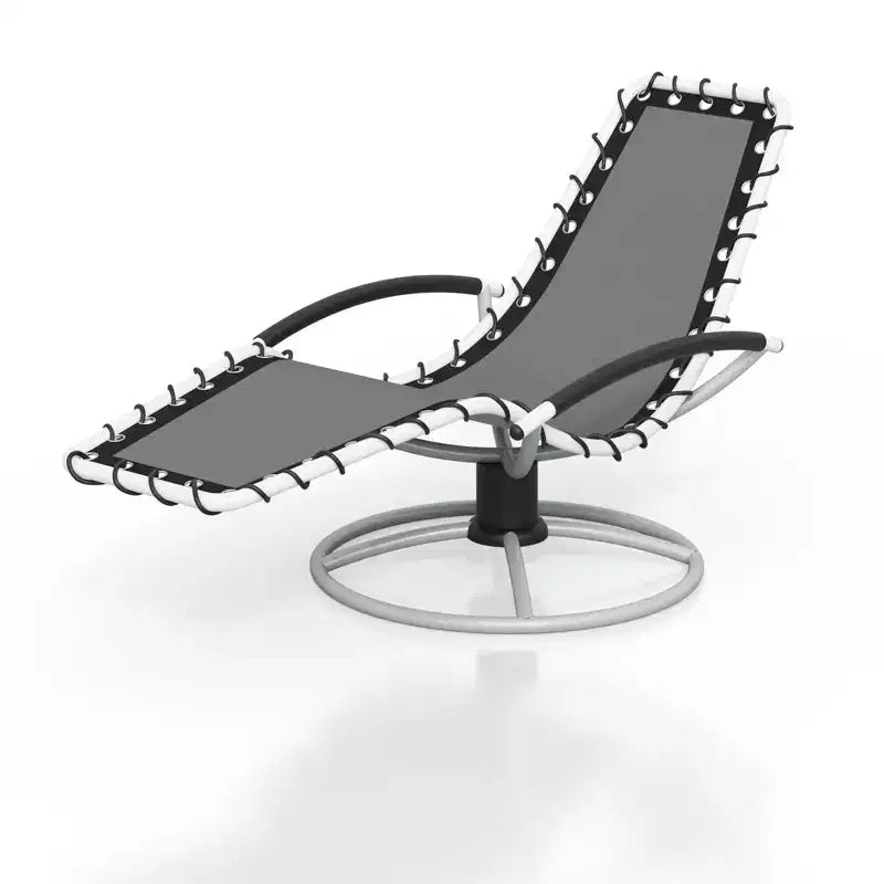 Fauteuil de jardin pivotant à 360° en fer robuste, inclinable d'extérieur, en textilène résistant aux intempéries et à séchage rapide, de forme ergonomique en S.