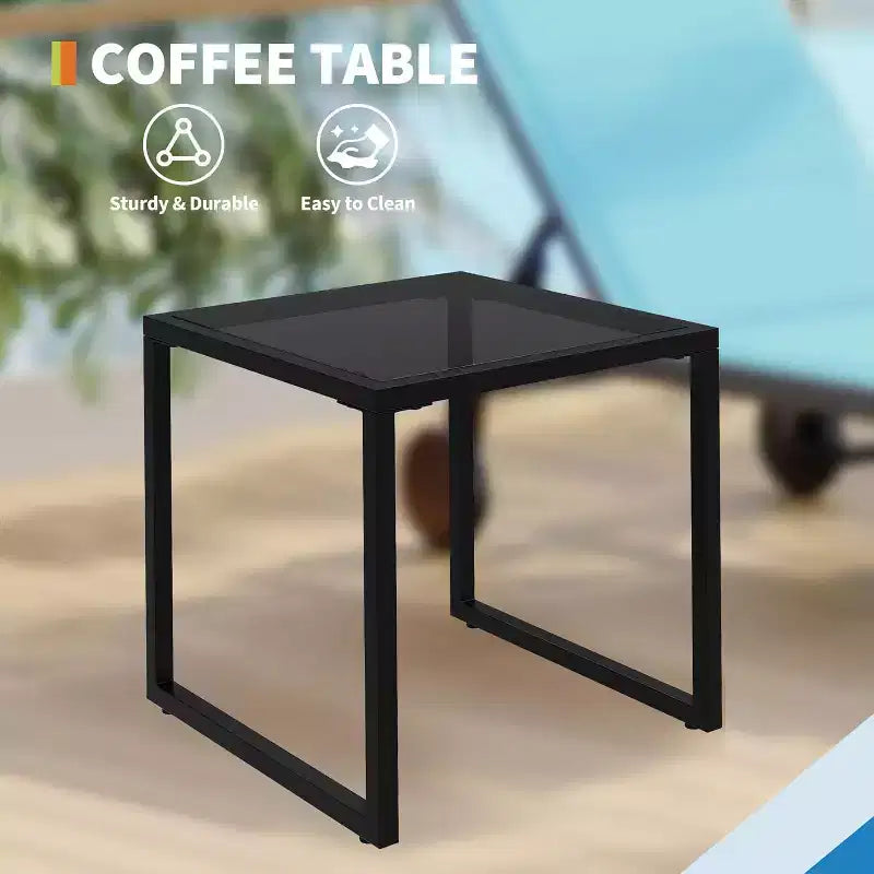 2 chaises longues de patio en textile avec table d'appoint, dossier réglable, transats de piscine sur roulettes, chaises longues pour piscine extérieure, cour, pelouse