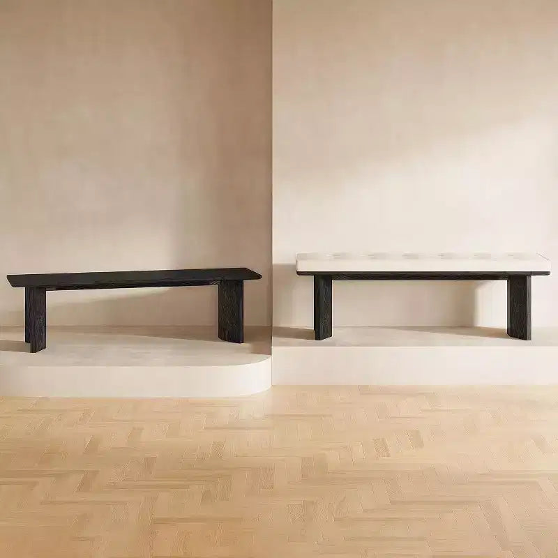 Banc en bois massif avec coussin amovible, banc à chaussures moderne de 140 cm pour entrée, salle à manger, salon, pied de lit