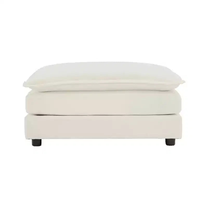 Canapé d'angle modulaire surdimensionné en forme de L, confortable et rembourré, avec pouf, pour salon, blanc