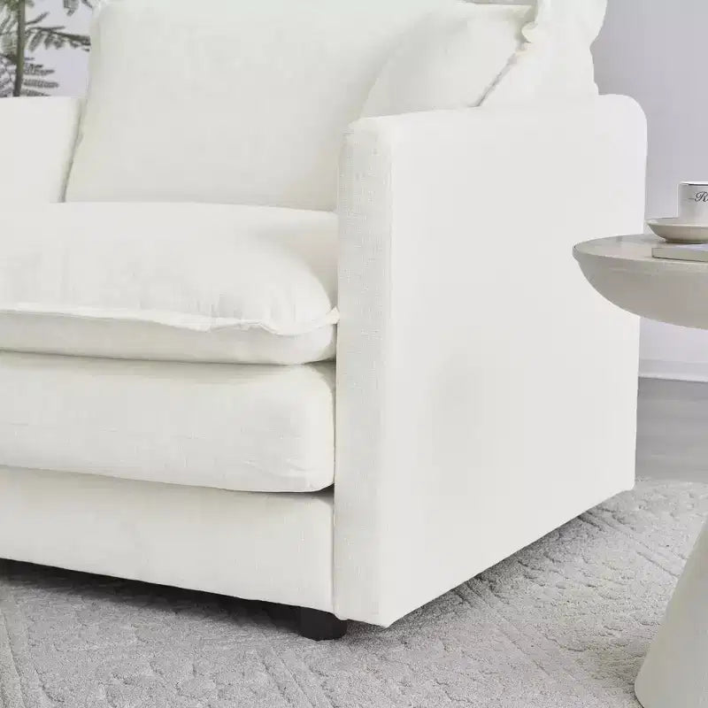 Canapé d'angle modulaire surdimensionné en forme de L, confortable et rembourré, avec pouf, pour salon, blanc