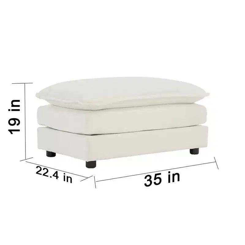 Canapé d'angle modulaire surdimensionné en forme de L, confortable et rembourré, avec pouf, pour salon, blanc