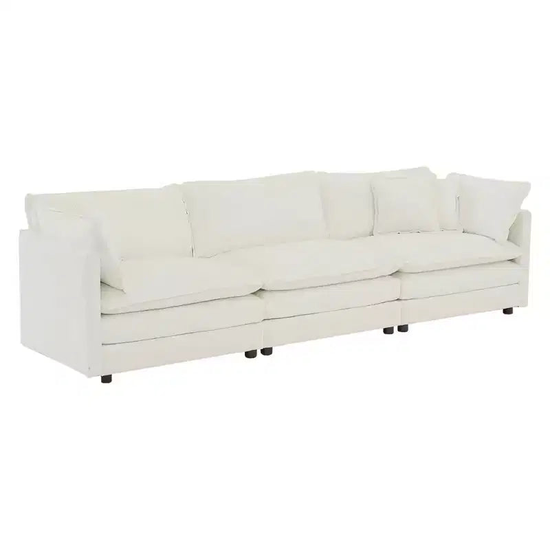 Canapé d'angle modulaire surdimensionné en forme de L, confortable et rembourré, avec pouf, pour salon, blanc