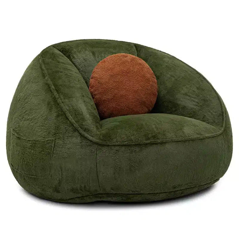 Fauteuil poire ergonomique en similicuir vert avocat avec fausse fourrure et mousse à mémoire de forme - Le cadeau parfait pour les adultes