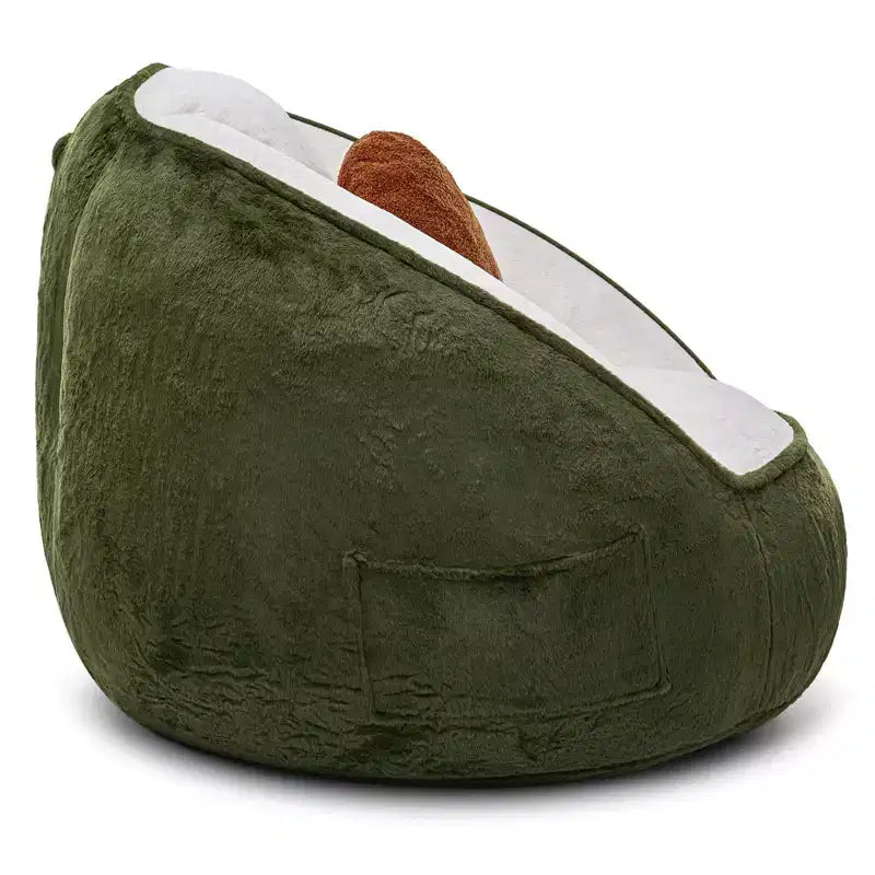 Fauteuil poire ergonomique en similicuir vert avocat avec fausse fourrure et mousse à mémoire de forme - Le cadeau parfait pour les adultes