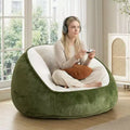 Fauteuil poire ergonomique en similicuir vert avocat avec fausse fourrure et mousse à mémoire de forme - Le cadeau parfait pour les adultes