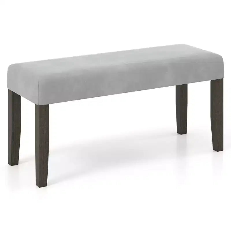 Costway Upholstered Bedroom Bench w/Padded Seat & Solid Wood Legs for Dining Room