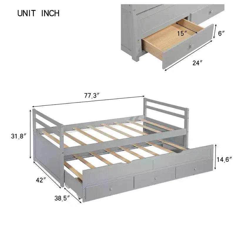 Lit mezzanine complet avec bureau sous le lit en pin massif peu encombrant