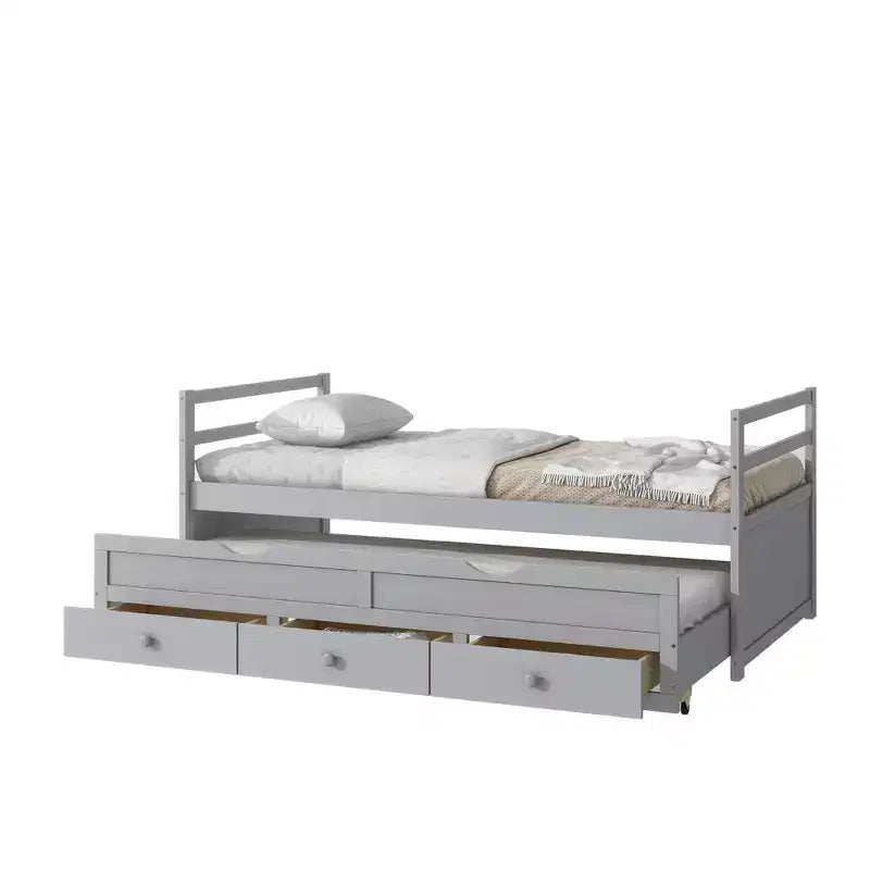 Lit mezzanine complet avec bureau sous le lit en pin massif peu encombrant
