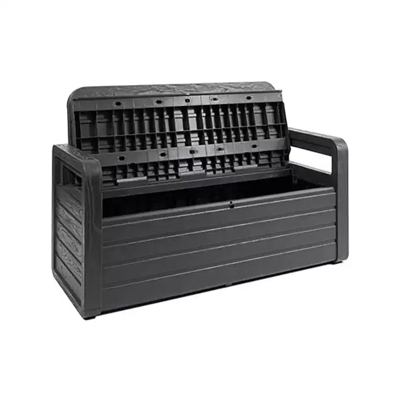 Banc coffre de rangement verrouillable Foreverspring résistant aux intempéries pour meubles de piscine et de terrasse, 265 litres, anthracite