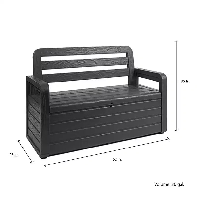 Banc coffre de rangement verrouillable Foreverspring résistant aux intempéries pour meubles de piscine et de terrasse, 265 litres, anthracite