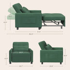 Canapé-lit convertible 3-en-1, Canapé-chaise dépliable, Lit pliant convertible pour salon