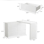 Commode pivotante 32,7H et bureau coiffeuse 6 tiroirs Blanc/Noir