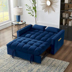 Canapé-lit convertible 4-en-1 – Causeuse en velours – Lit d'appoint avec dossier inclinable, 2 poches latérales