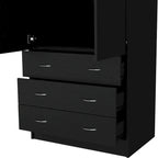 19 Armoire moderne à deux portes avec 3 tiroirs et 1 tringle de penderie pour chambre à coucher