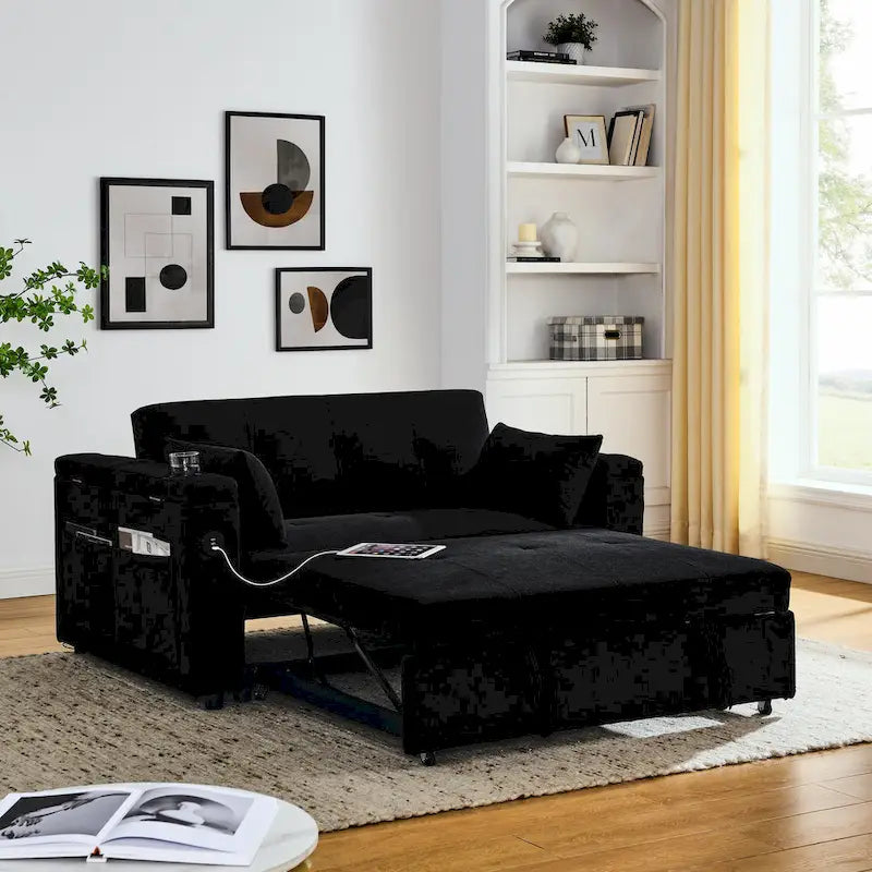 Canapé convertible 54 pouces avec lit gigogne, double assise, fonction relax