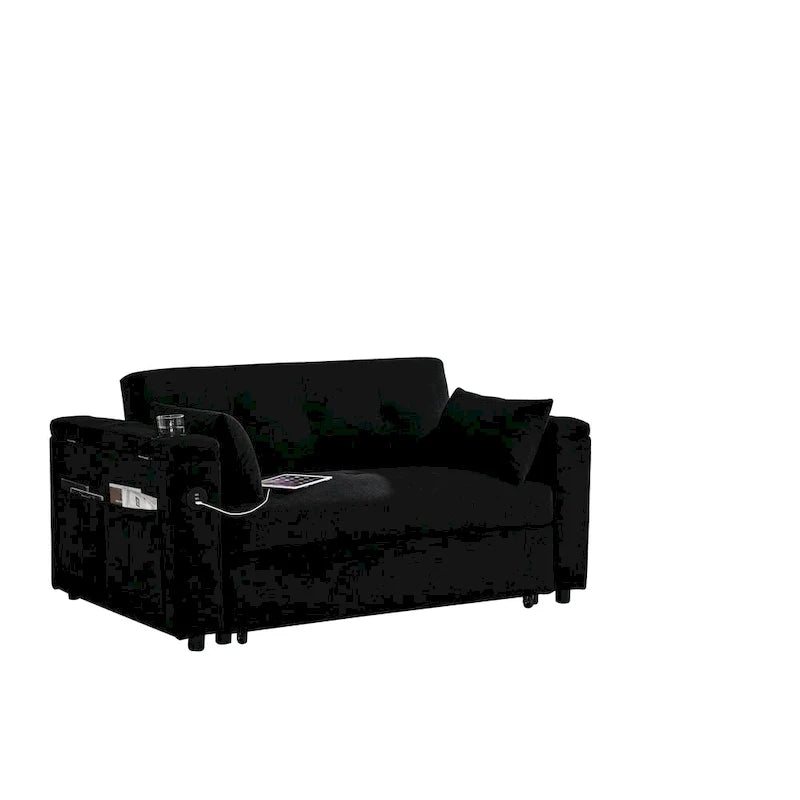 Canapé convertible 54 pouces avec lit gigogne, double assise, fonction relax