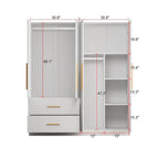 Armoire penderie autoportante de 63 pouces de large avec tiroirs