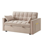 Canapé-lit convertible 4-en-1 – Causeuse en velours – Lit d'appoint avec dossier inclinable, 2 poches latérales