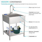Évier de buanderie et support de lavage en acier inoxydable de 24 po L x 22 po P x 35 po H