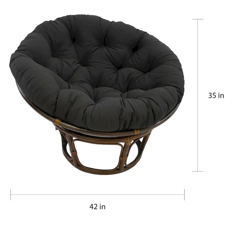 Fauteuil Papasan en rotin de 42 pouces avec coussin en sergé