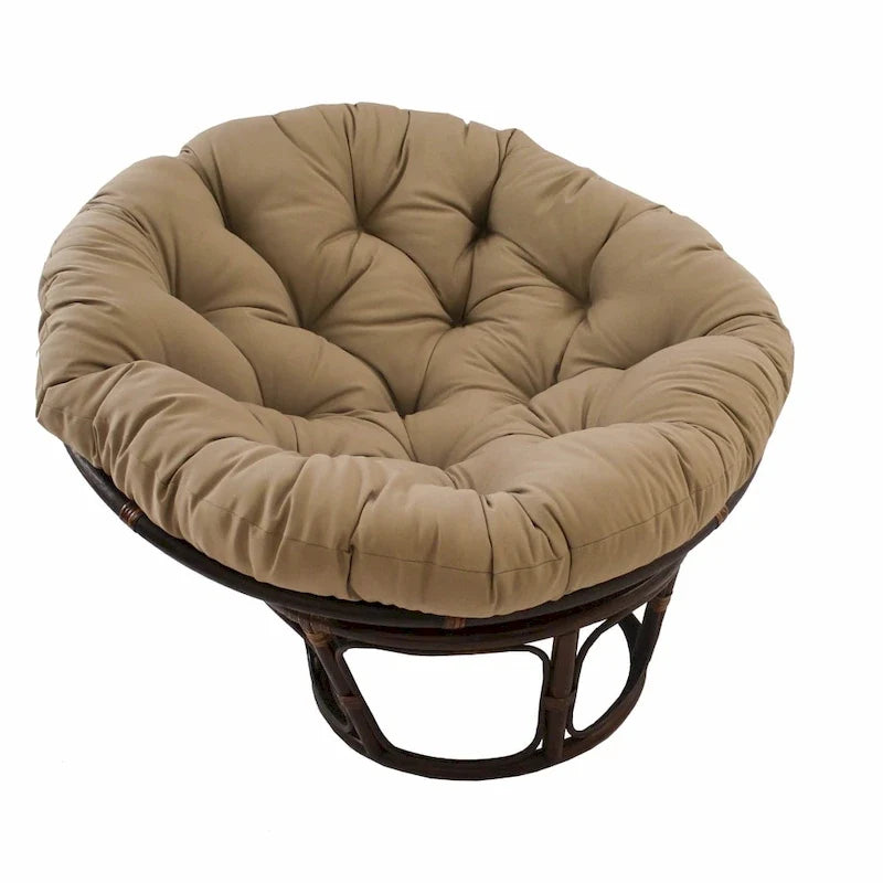 Fauteuil Papasan en rotin de 42 pouces avec coussin en sergé
