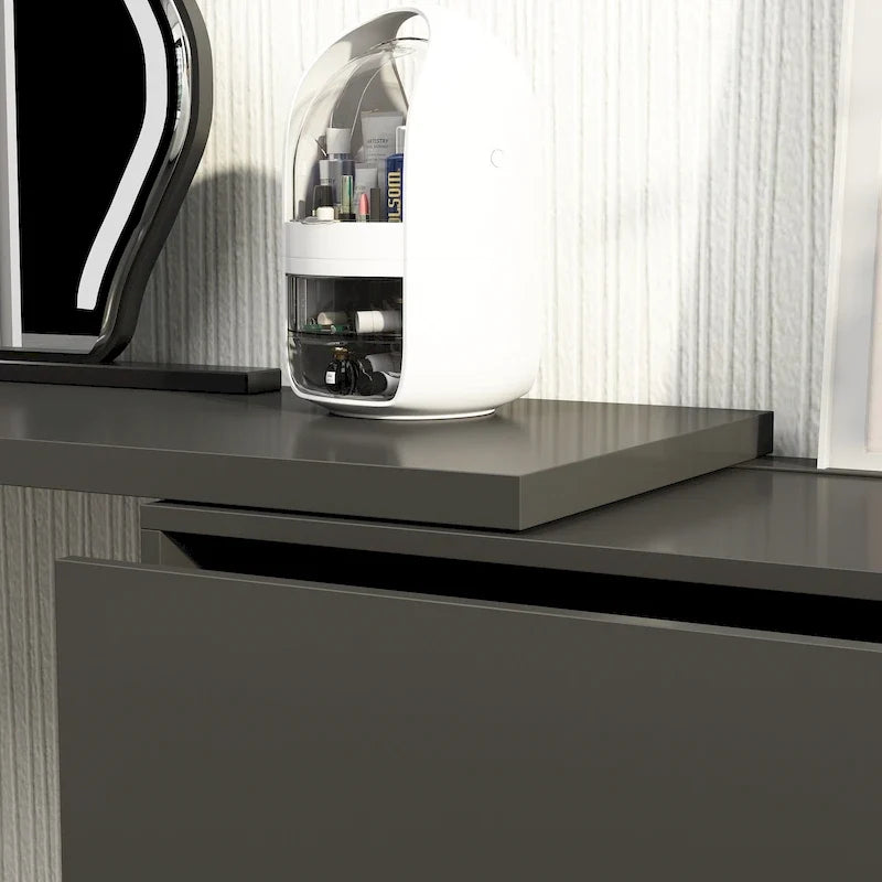 Commode pivotante 32,7H et bureau coiffeuse 6 tiroirs Blanc/Noir