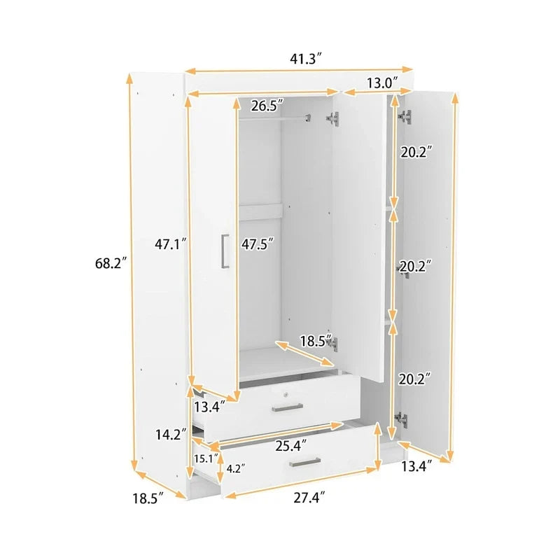 Armoire 3 portes avec 2 tiroirs