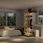 47,2 Grande Armoire LED Lumineuse Placard à Portes en Verre Entièrement en Verre
