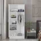 Armoire de chambre autonome à 2 portes avec tringle à vêtements