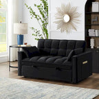 Canapé-lit convertible 4-en-1 – Causeuse en velours – Lit d'appoint avec dossier inclinable, 2 poches latérales