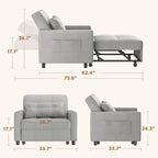 Canapé-lit convertible 3-en-1, Canapé-chaise dépliable, Lit pliant convertible pour salon