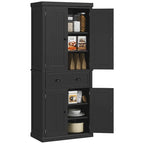 Meuble de rangement de cuisine autoportant traditionnel de 72 pouces avec 4 portes et 3 étagères réglables, grand tiroir central