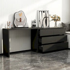 Commode pivotante 32,7H et bureau coiffeuse 6 tiroirs Blanc/Noir