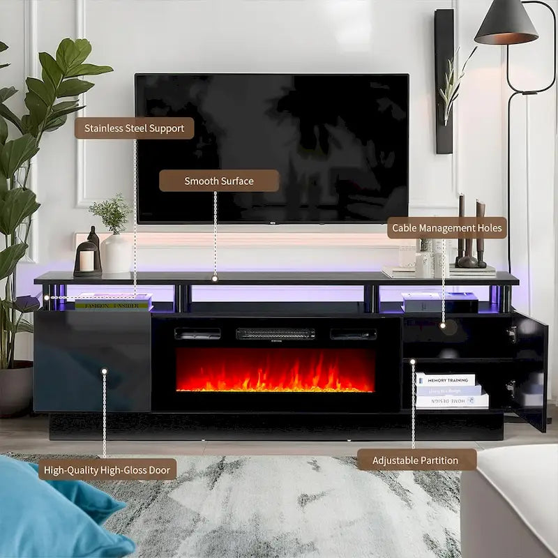 Meuble TV cheminée de 70 po avec foyer électrique de 36 po