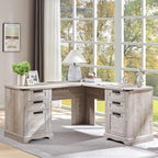 Bureau d'angle exécutif en forme de L 60 Farmhouse, bureau d'angle en bois, bureau d'ordinateur